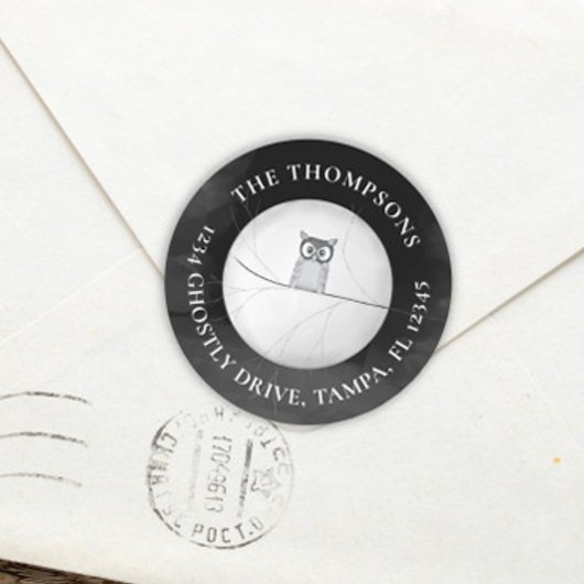 ハロウィン差出人住所不気味フクロウ ラウンドシール