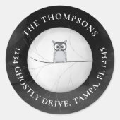 ハロウィン差出人住所不気味フクロウ ラウンドシール (正面)