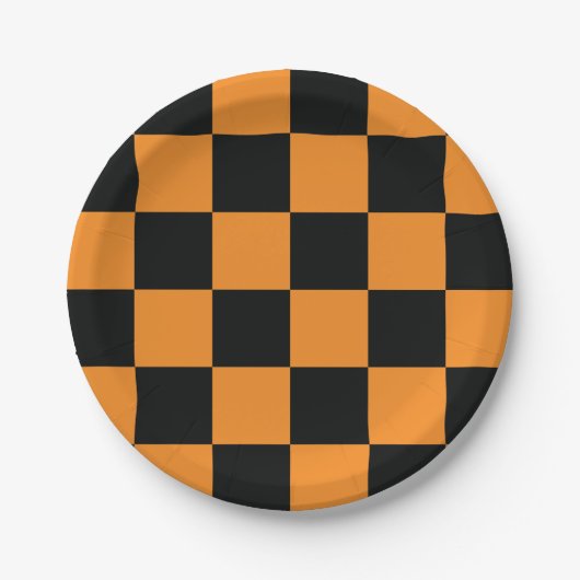 ハロウィン市松模様にのパターン ペーパープレート (正面)