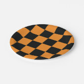 ハロウィン市松模様にのパターン ペーパープレート (アングル)