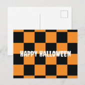 ハロウィン市松模様にのパターン ポストカード (正面/裏面)