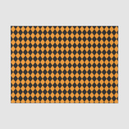 ハロウィン市松模様にオレンジとブラックパターン 薄葉紙