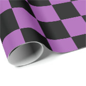 ハロウィン市松模様にパープルとブラックチェックパターン ラッピングペーパー (ロールコーナー)