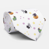 ハロウィン幽霊たちと星付き猫 ネクタイ (ロール)
