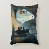 ハロウィン幽霊と猫との出会い アクセントクッション (正面(垂直))