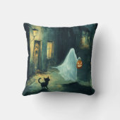 ハロウィン幽霊と猫との出会い クッション (裏面)