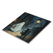 ハロウィン幽霊と猫との出会い タイル (側面)