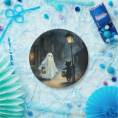 ハロウィン幽霊と猫との出会い ペーパープレート (パーティー)