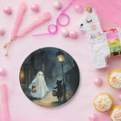 ハロウィン幽霊と猫との出会い ペーパープレート (パーティー)