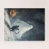 ハロウィン幽霊と黒猫 ジグソーパズル (横)