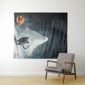 ハロウィン幽霊と黒猫 タペストリー (インサイチュ(横))