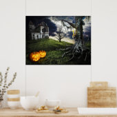 ハロウィン幽霊のよく出るにジャック・O・ランタンを持つ家 ポスター (キッチン)