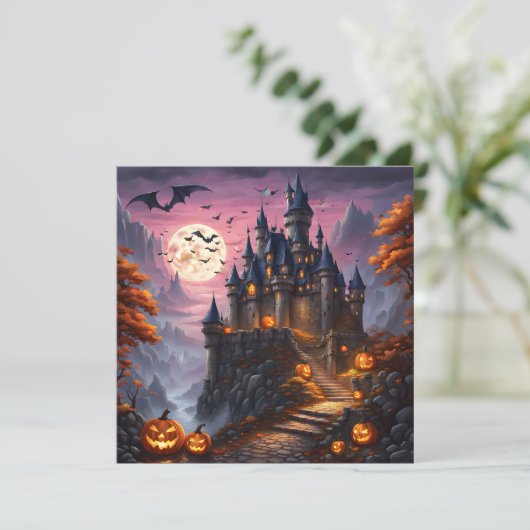 ハロウィン幽霊のよく出るの城とカボチャ シーズンカード (スタンド正面)