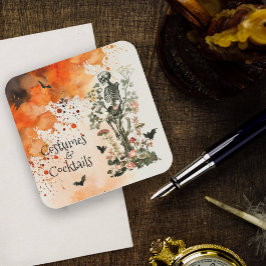 ハロウィン幽霊のよく出るの森の衣装とカクテル スクエアペーパーコースター