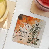 ハロウィン幽霊のよく出るの森の衣装とカクテル スクエアペーパーコースター