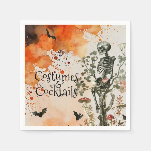 ハロウィン幽霊のよく出るの森の衣装とカクテル スタンダードカクテルナプキン (正面)