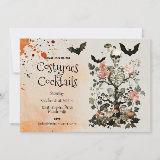 ハロウィン幽霊のよく出るの森の衣装パーティー 招待状 (正面)