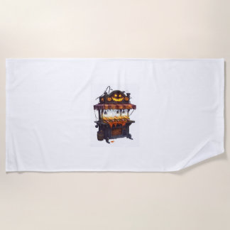 ハロウィン幽霊のよく出るアイスクリームトラック ビーチタオル