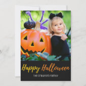 ハロウィン幽霊のよく出るカボチャの木の家族のフォトカード カード (正面)