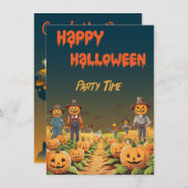 ハロウィン幽霊のよく出るカボチャパッチパーティー 招待状 (正面/裏面)