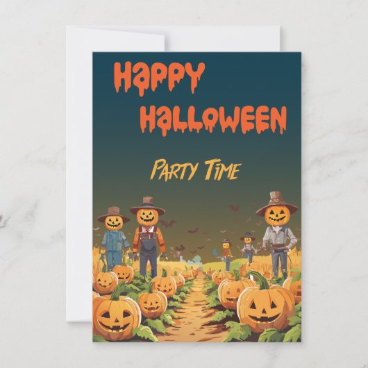 ハロウィン幽霊のよく出るカボチャパッチパーティー 招待状 (正面)