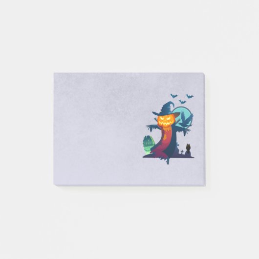 ハロウィン幽霊のよく出るカボチャ頭かかし不気味 ポストイット (正面)