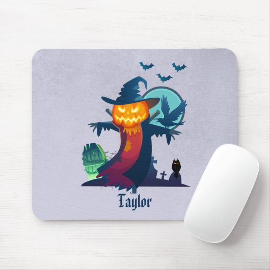 ハロウィン幽霊のよく出るカボチャ頭かかし不気味 マウスパッド (マウス)