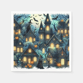 ハロウィン幽霊のよく出るシーン スタンダードカクテルナプキン