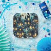 ハロウィン幽霊のよく出るシーン ペーパープレート (パーティー)