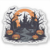 ハロウィン幽霊のよく出るスプキー家のステッカー シール (正面)