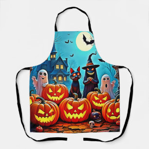 ハロウィン幽霊のよく出るナイトデザイン エプロン