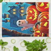 ハロウィン幽霊のよく出るナイトデザイン キッチンタオル (折り畳み)
