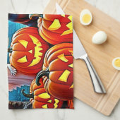 ハロウィン幽霊のよく出るナイトデザイン キッチンタオル (四つ折り)
