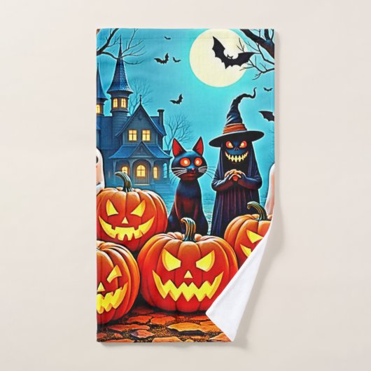 ハロウィン幽霊のよく出るナイトデザイン バスタオルセット (ハンドタオル)