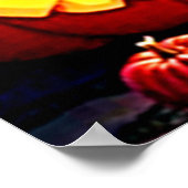 ハロウィン幽霊のよく出るナイトデザイン ポスター (角)