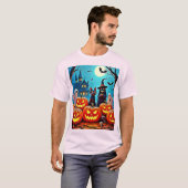 ハロウィン幽霊のよく出るナイトデザイン Tシャツ (正面フル)