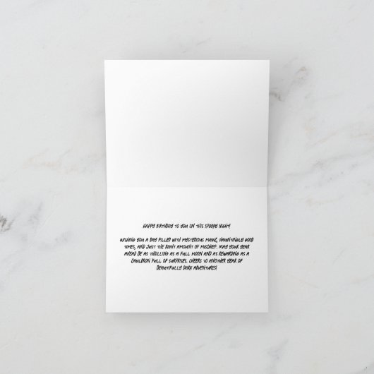 ハロウィン幽霊のよく出るハウスお誕生日ケーキ カード (内部)