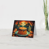 ハロウィン幽霊のよく出るハウスお誕生日ケーキ カード (正面)