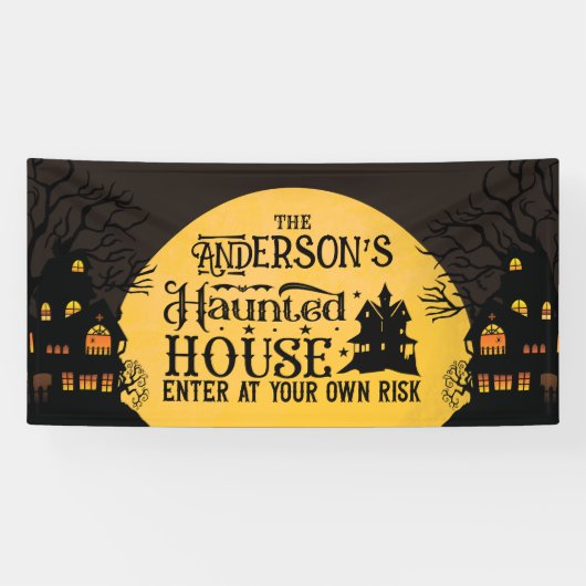 ハロウィン幽霊のよく出るハウスが自分の責任で入る 横断幕 (横)