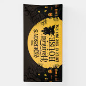 ハロウィン幽霊のよく出るハウスが自分の責任で入る 横断幕 (縦)