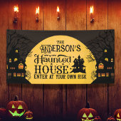 ハロウィン幽霊のよく出るハウスが自分の責任で入る 横断幕