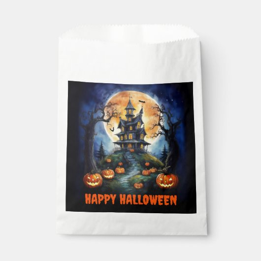 ハロウィン幽霊のよく出るハウスとカボチャパーティー フェイバーバッグ (正面)