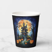 ハロウィン幽霊のよく出るハウスとカボチャパーティー 紙コップ (正面)