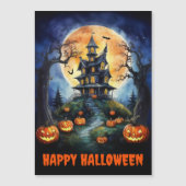 ハロウィン幽霊のよく出るハウスとカボチャ磁気カード (正面)