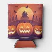 ハロウィン幽霊のよく出るハウスとジャック・オランタン 缶クーラー (正面)