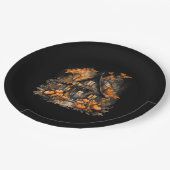 ハロウィン幽霊のよく出るハウスとパンプキンスブラック ペーパープレート (アングル)