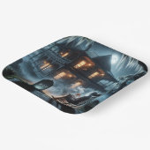 ハロウィン幽霊のよく出るハウスと墓石 ペーパープレート (傾斜あり)