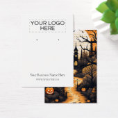 ハロウィン幽霊のよく出るハウスイヤリング表示カード (デスク)