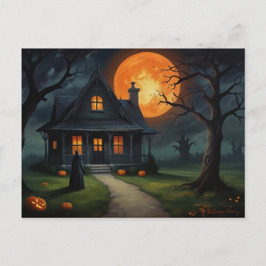 ハロウィン幽霊のよく出るハウスウィッチ ポストカード (正面)