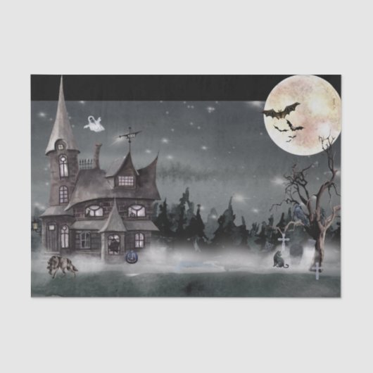 ハロウィン幽霊のよく出るハウスウォーターカラー 薄葉紙 (正面)